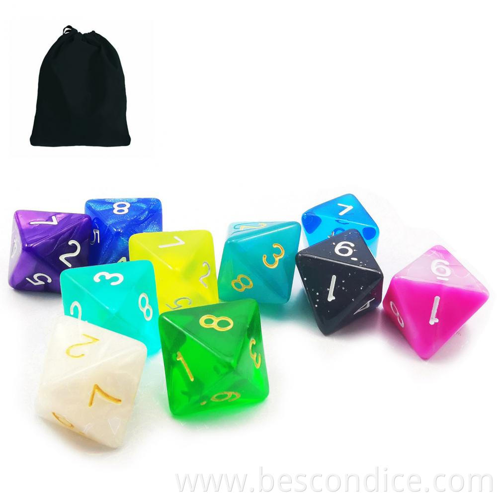 10 Count Assorted Random D8 Dice 1 8